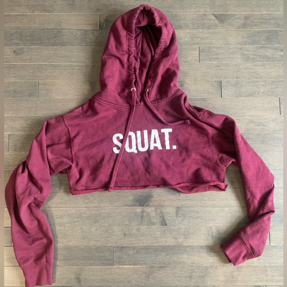 Burgundy Last Set Co Cropped Squat Hoodie Women’s S - Picture 1 of 5